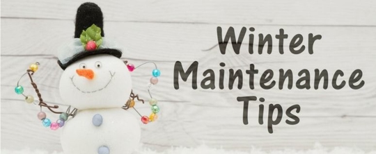 Snowman with the words "Winter Maintenance Tips"