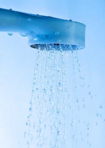 shower head with water running