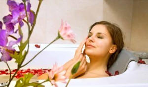 woman relaxing in the bath