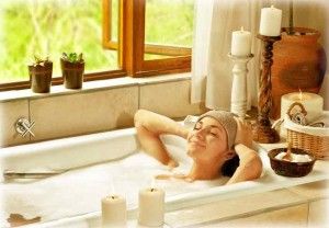 woman relaxing in the bathtub