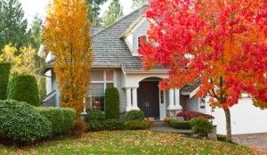 Exterior of home with fall colored trees outside