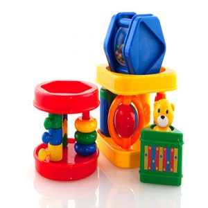 Rainbow colored children's toys